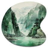 Green 0 Cliff Glacial Symmetry I - Asymmetric Metal Wall Art