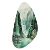 Green 0 Cliff Glacial Symmetry I - Asymmetric Metal Wall Art