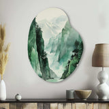 Green 0 Cliff Glacial Symmetry I - Asymmetric Metal Wall Art