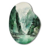 Green 0 Cliff Glacial Symmetry I - Asymmetric Metal Wall Art