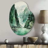 Green 0 Cliff Glacial Symmetry I - Asymmetric Metal Wall Art