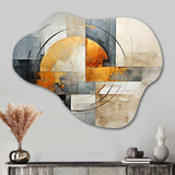 Gold Grey Gleaming Geometry VI - Asymmetric Metal Wall Art