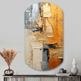 Gold Grey Gleaming Geometry XV - Asymmetric Metal Wall Art