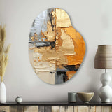 Gold Grey Gleaming Geometry XV - Asymmetric Metal Wall Art