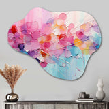 Pink Blue Pastel Patchwork - Asymmetric Metal Wall Art