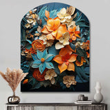 Orange Blue Tropical Tangle III - Asymmetric Metal Wall Art