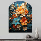 Orange Blue Tropical Tangle III - Asymmetric Metal Wall Art