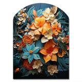 Orange Blue Tropical Tangle III - Asymmetric Metal Wall Art