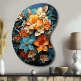 Orange Blue Tropical Tangle III - Asymmetric Metal Wall Art