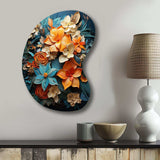 Orange Blue Tropical Tangle III - Asymmetric Metal Wall Art