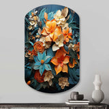 Orange Blue Tropical Tangle III - Asymmetric Metal Wall Art