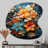 Orange Blue Tropical Tangle III - Asymmetric Metal Wall Art