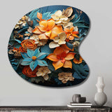 Orange Blue Tropical Tangle III - Asymmetric Metal Wall Art