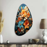 Orange Blue Tropical Tangle III - Asymmetric Metal Wall Art