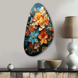 Orange Blue Tropical Tangle III - Asymmetric Metal Wall Art