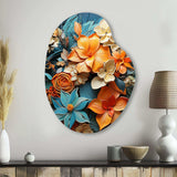 Orange Blue Tropical Tangle III - Asymmetric Metal Wall Art