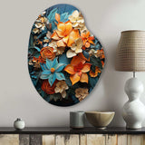 Orange Blue Tropical Tangle III - Asymmetric Metal Wall Art