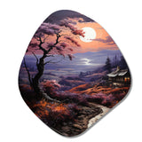 Countryside Crimson Dusk Landscape I - Asymmetric Metal Wall Art