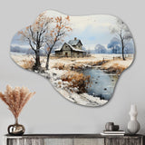 Countryside Snowy Minimalism Winter VII - Asymmetric Metal Wall Art