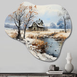 Countryside Snowy Minimalism Winter VII - Asymmetric Metal Wall Art