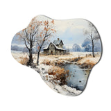 Countryside Snowy Minimalism Winter VII - Asymmetric Metal Wall Art