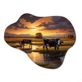 Cows At Farm Landscape II - Asymmetric Metal Wall Art