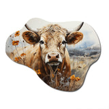 Cow In The Meadow III - Asymmetric Metal Wall Art