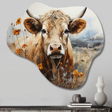 Cow In The Meadow III - Asymmetric Metal Wall Art