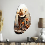 Minimalism Cowboy Hat And Boot II - Asymmetric Metal Wall Art