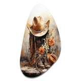 Minimalism Cowboy Hat And Boot II - Asymmetric Metal Wall Art