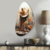 Minimalism Cowboy Hat And Boot II - Asymmetric Metal Wall Art