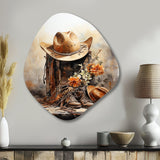 Minimalism Cowboy Hat And Boot II - Asymmetric Metal Wall Art