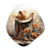 Minimalism Cowboy Hat And Boot II - Asymmetric Metal Wall Art