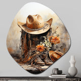 Minimalism Cowboy Hat And Boot II - Asymmetric Metal Wall Art