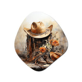 Minimalism Cowboy Hat And Boot II - Asymmetric Metal Wall Art