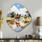 Cowboy Ranch Reflections Cowboys - Asymmetric Metal Wall Art