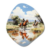 Cowboy Ranch Reflections Cowboys - Asymmetric Metal Wall Art