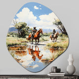 Cowboy Ranch Reflections Cowboys - Asymmetric Metal Wall Art