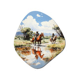 Cowboy Ranch Reflections Cowboys - Asymmetric Metal Wall Art