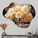 White Affodils Romantic Impression II - Asymmetric Metal Wall Art