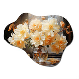 White Affodils Romantic Impression II - Asymmetric Metal Wall Art