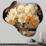 White Affodils Romantic Impression II - Asymmetric Metal Wall Art