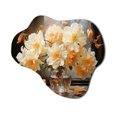 White Affodils Romantic Impression II - Asymmetric Metal Wall Art