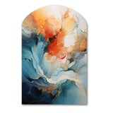 Teal Orange Bold Abstract Flow Collage II - Asymmetric Metal Wall Art