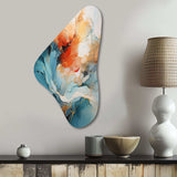 Teal Orange Bold Abstract Flow Collage II - Asymmetric Metal Wall Art