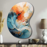 Teal Orange Bold Abstract Flow Collage II - Asymmetric Metal Wall Art