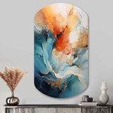 Teal Orange Bold Abstract Flow Collage II - Asymmetric Metal Wall Art