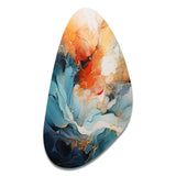 Teal Orange Bold Abstract Flow Collage II - Asymmetric Metal Wall Art