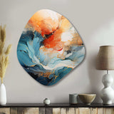 Teal Orange Bold Abstract Flow Collage II - Asymmetric Metal Wall Art