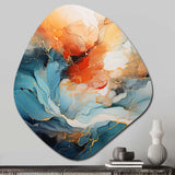 Teal Orange Bold Abstract Flow Collage II - Asymmetric Metal Wall Art